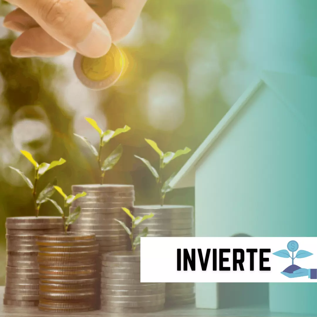 Mano depositando monedas en en montones y de estos salen brotes de plantas